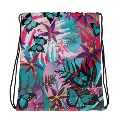 Flowers and Butterflies Collection - Drawstring bag - Aboriginal Art by Lani Bags