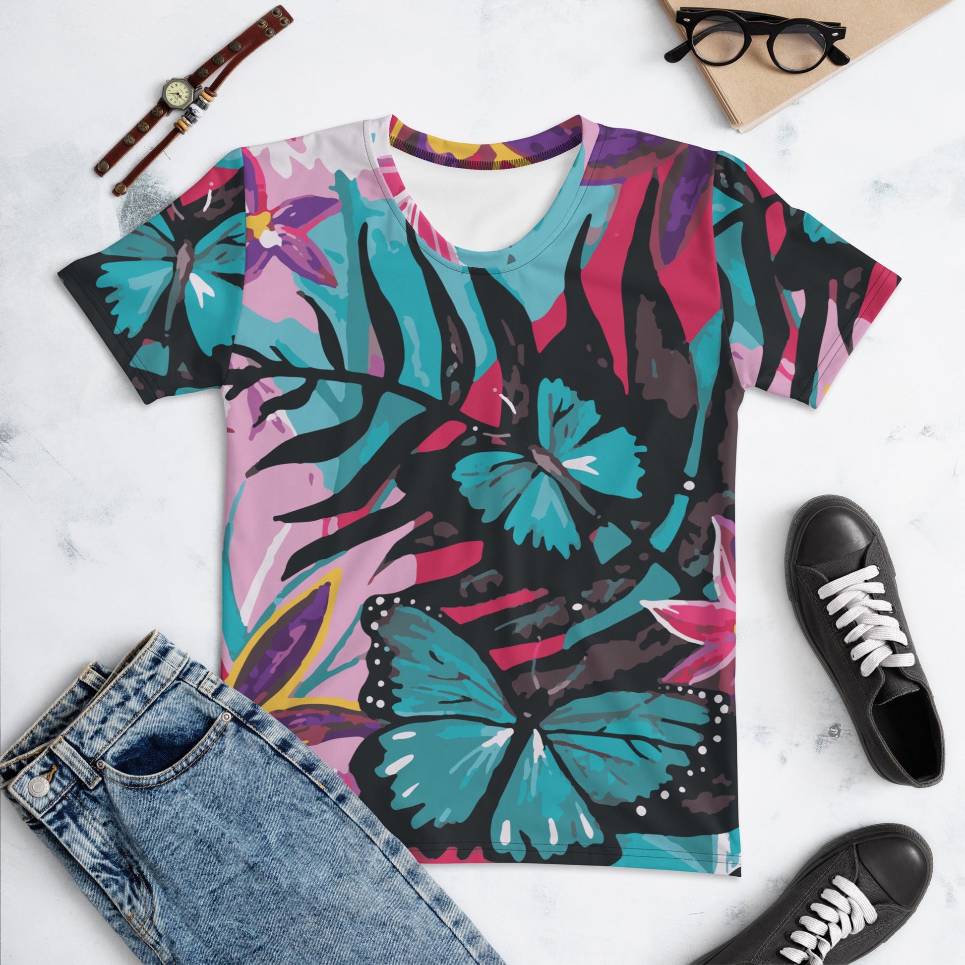 Flowers and Butterflies Women's T-shirt - Aboriginal Art by LaniWomen's Shirts