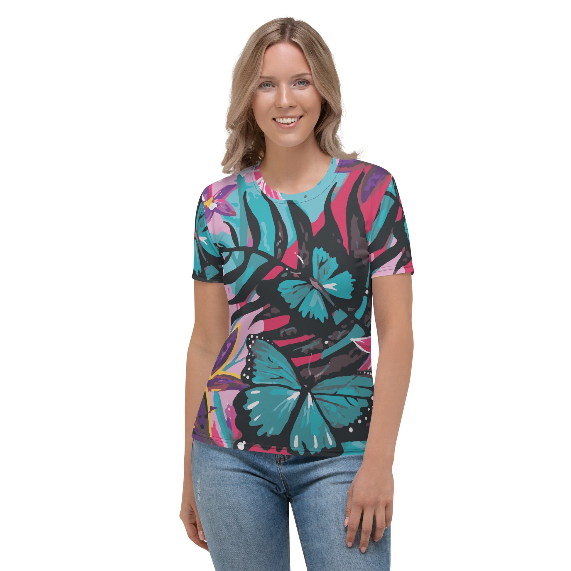 Flowers and Butterflies Women's T-shirt - Aboriginal Art by LaniWomen's Shirts