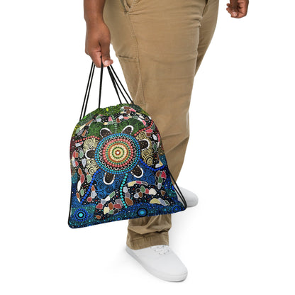 Gari Yala Collection Drawstring Bag - Aboriginal Art by LaniBags