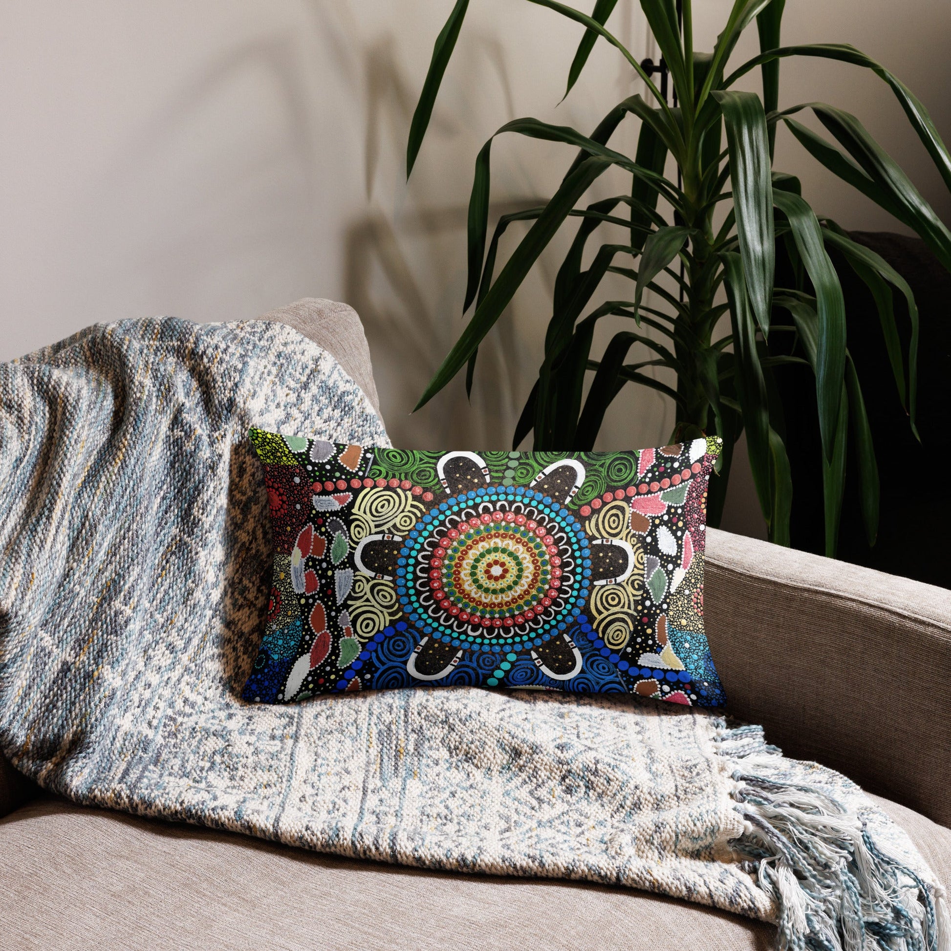 Gari Yala Collection Premium Pillow - Aboriginal Art by LaniPillows