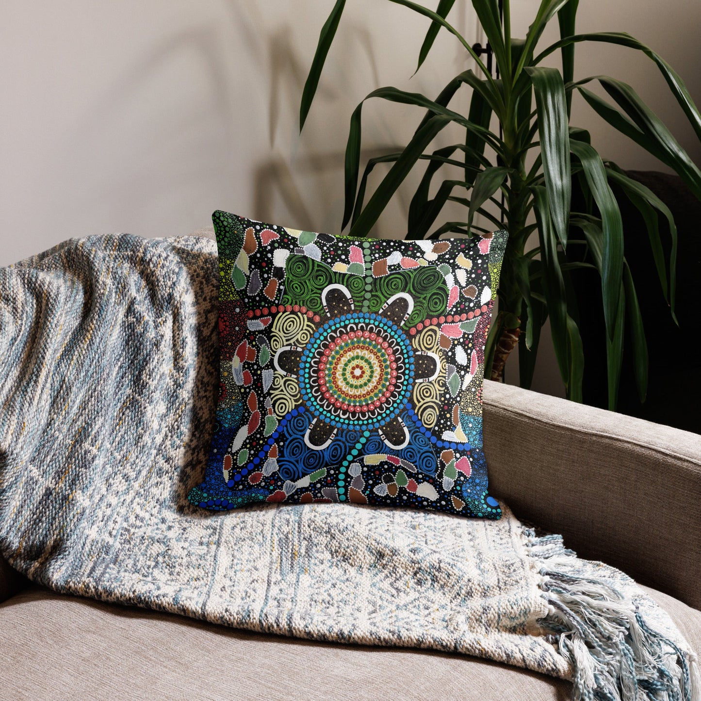 Gari Yala Collection Premium Pillow - Aboriginal Art by LaniPillows