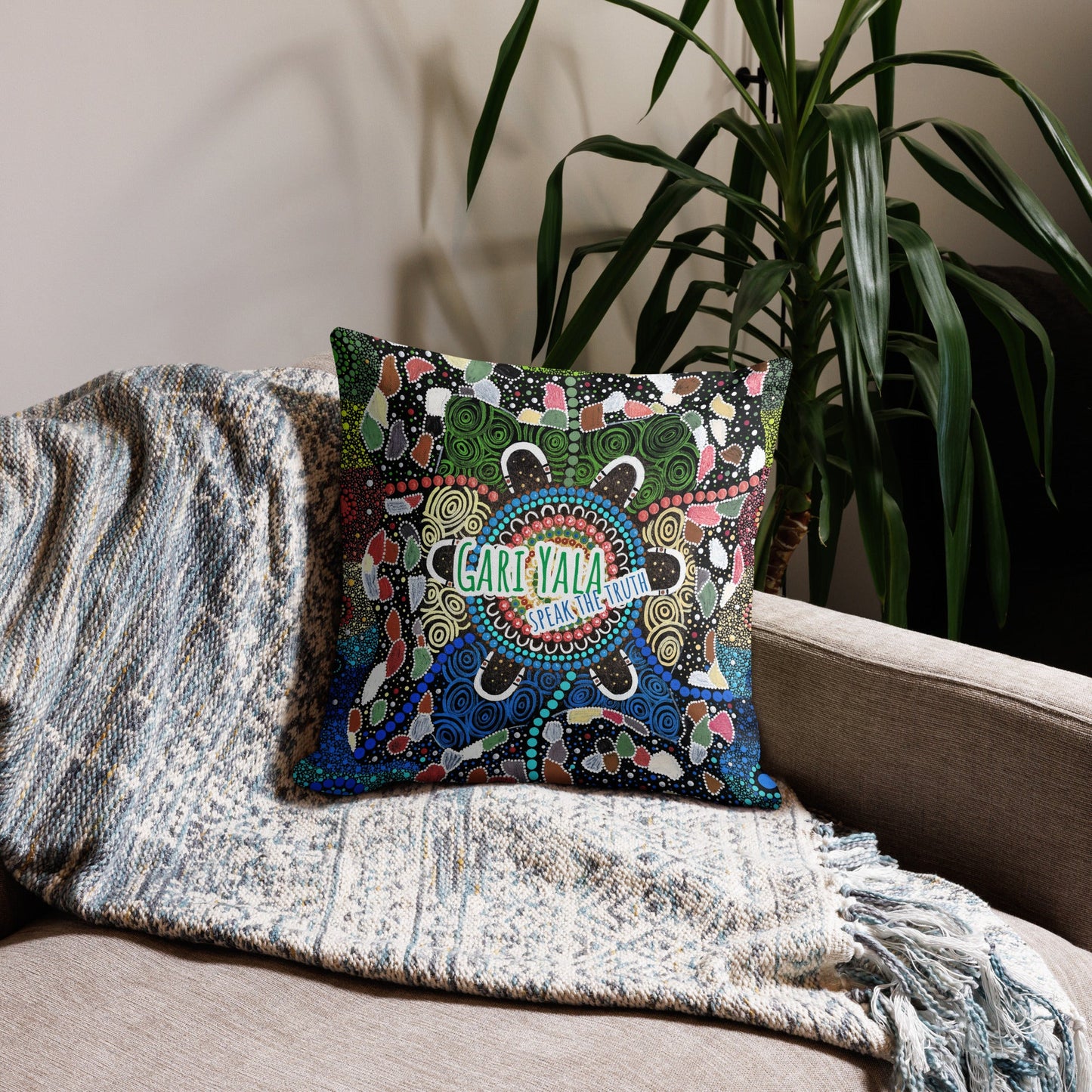 Gari Yala Collection Premium Pillow - Aboriginal Art by LaniPillows