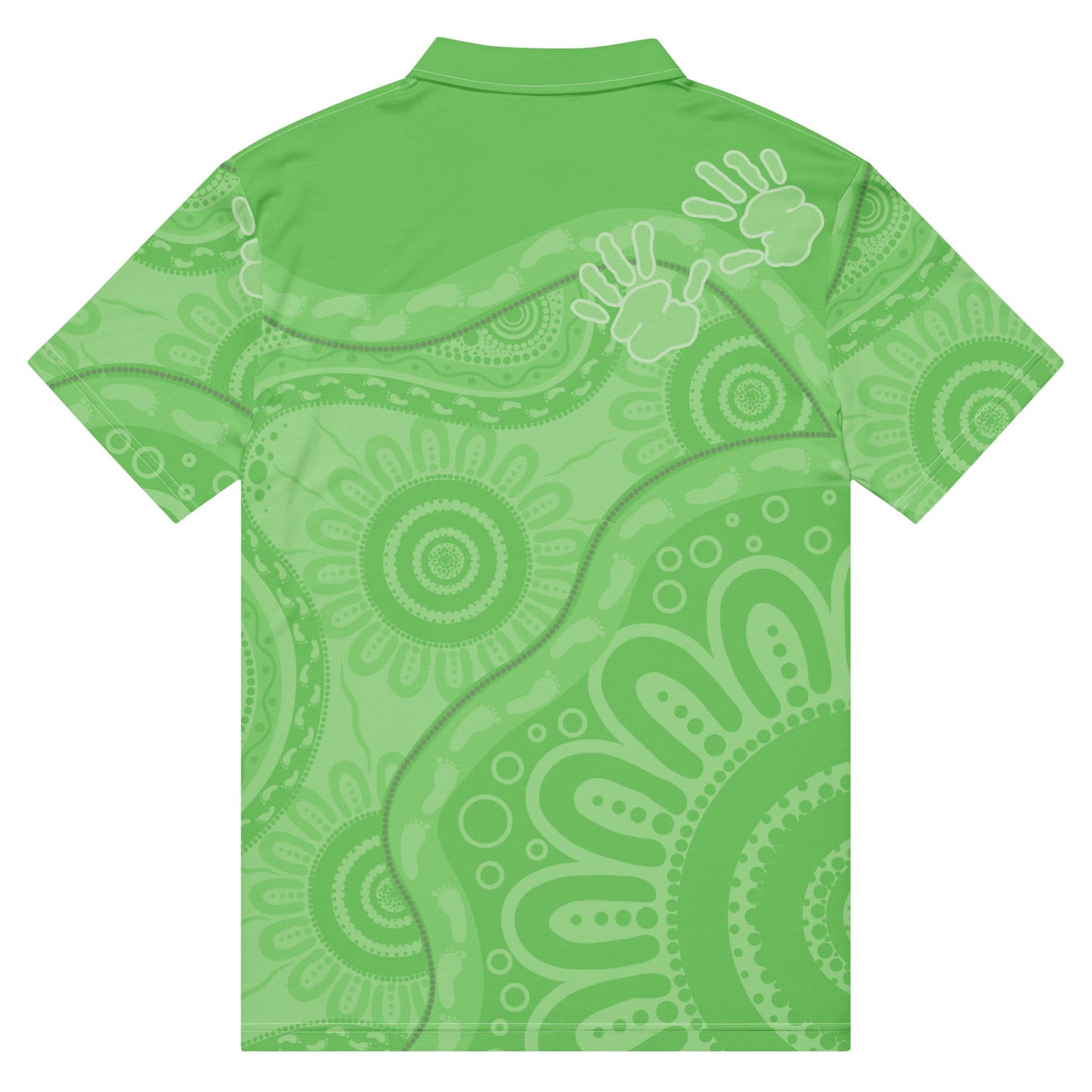 Gathering and Pathways Green Polo Shirt - Aboriginal Art by Lani