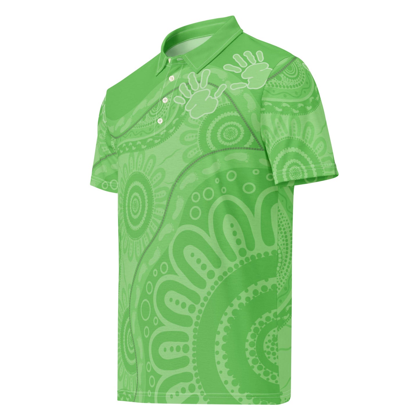 Gathering and Pathways Green Polo Shirt - Aboriginal Art by Lani