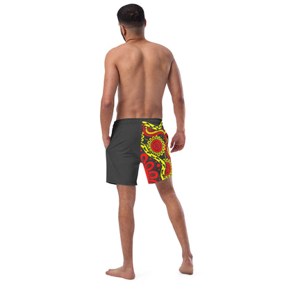 Gathering and Pathways NAIDOC 2024 Men's Black, Red and Yellow Swim Shorts - Aboriginal Art by LaniMen's Shorts