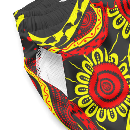 Gathering and Pathways NAIDOC 2024 Men's Black, Red and Yellow Swim Shorts - Aboriginal Art by LaniMen's Shorts