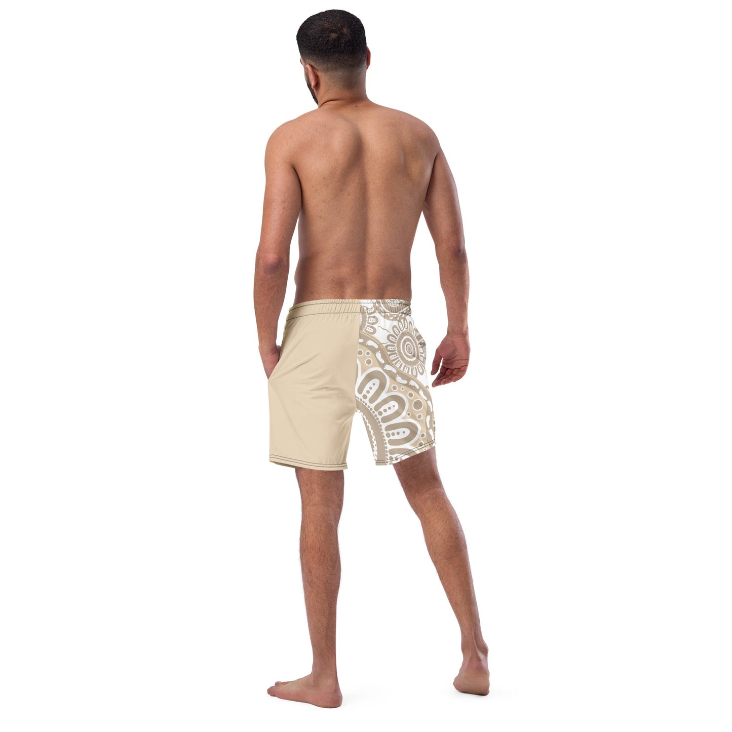 Gathering and Pathways NAIDOC 2024 Men's Brown Swim Shorts - Aboriginal Art by LaniMen's Shorts