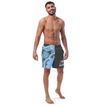 Gathering and Pathways NAIDOC 2024 Men's Charcoal & Blue Swim Shorts - Aboriginal Art by LaniMen's Shorts