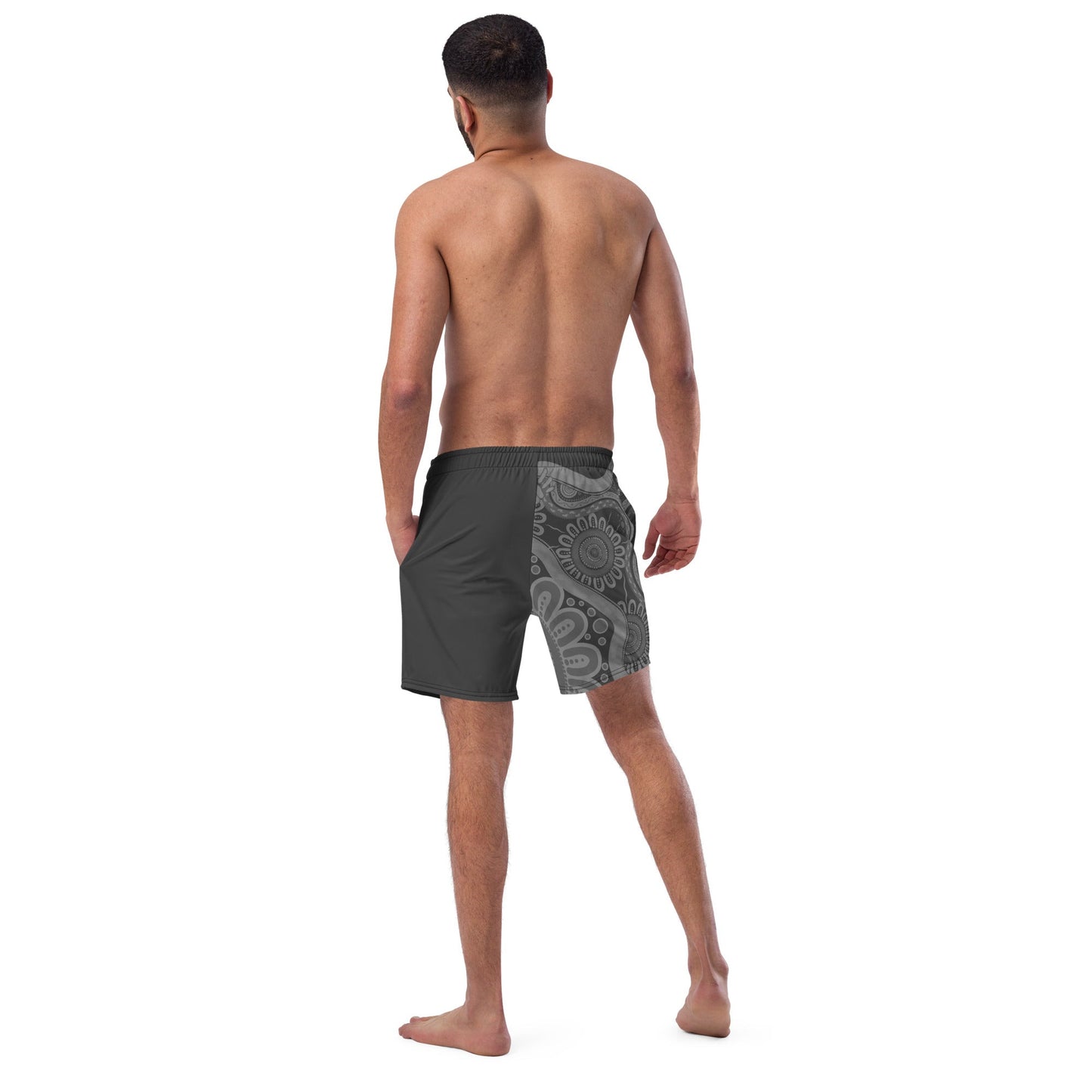 Gathering and Pathways NAIDOC 2024 Men's Charcoal Swim Shorts - Aboriginal Art by LaniMen's Shorts