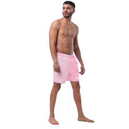 Gathering and Pathways NAIDOC 2024 Men's Pink Swim Shorts - Aboriginal Art by LaniMen's Shorts