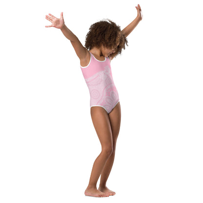 Gathering and Pathways Pink Kids Swimsuit - Aboriginal Art by Lani