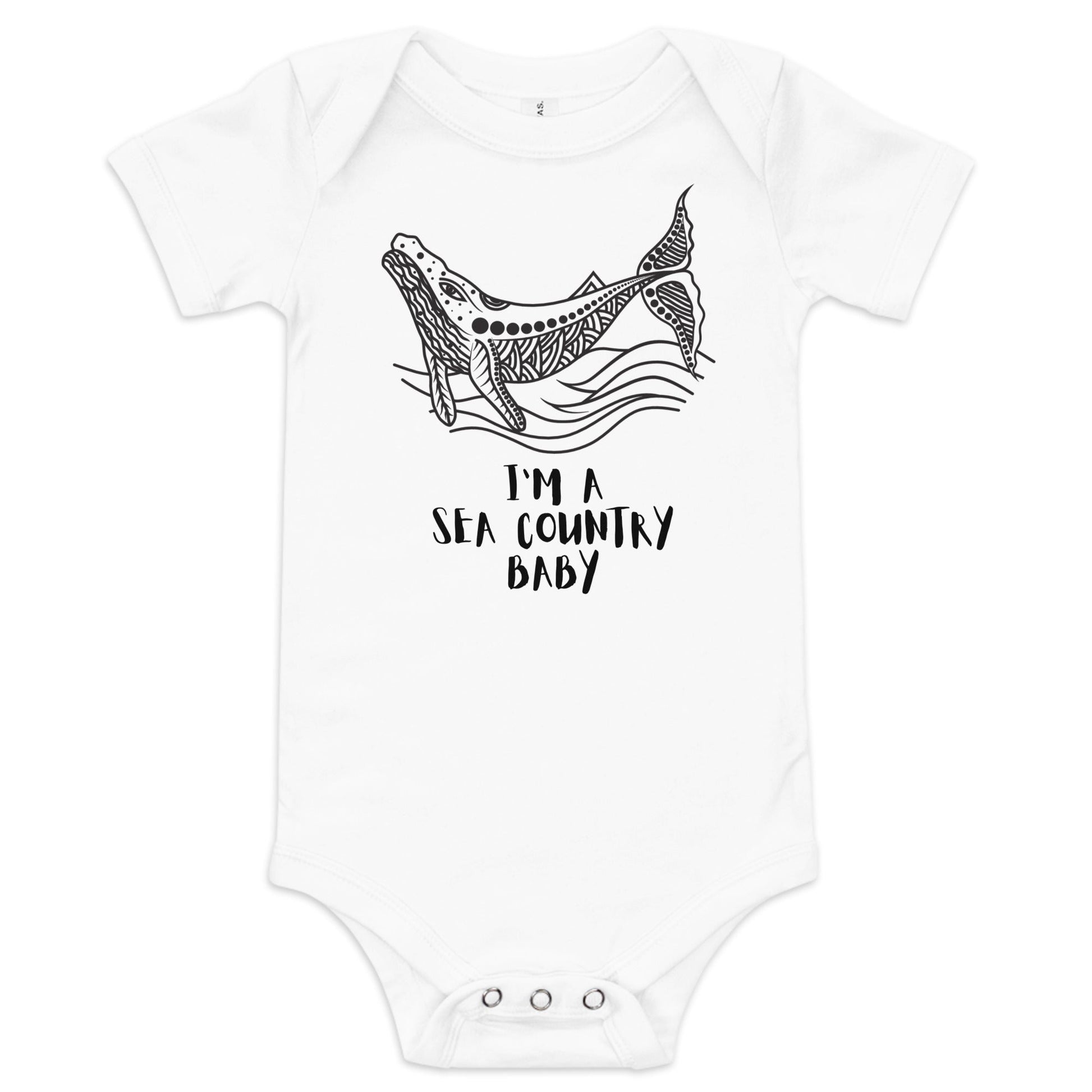 I'm A Sea Country Baby Short Sleeve One Piece - Aboriginal Art by LaniBabies and Kids