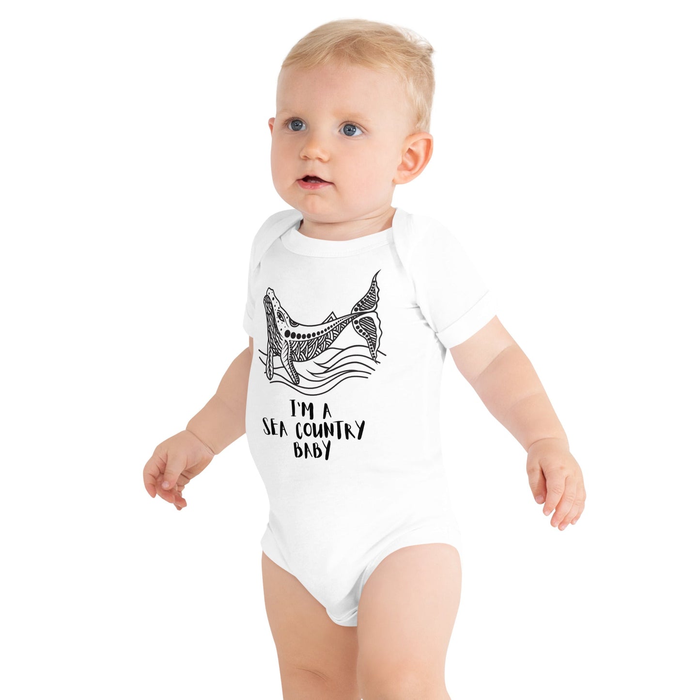 I'm A Sea Country Baby Short Sleeve One Piece - Aboriginal Art by LaniBabies and Kids