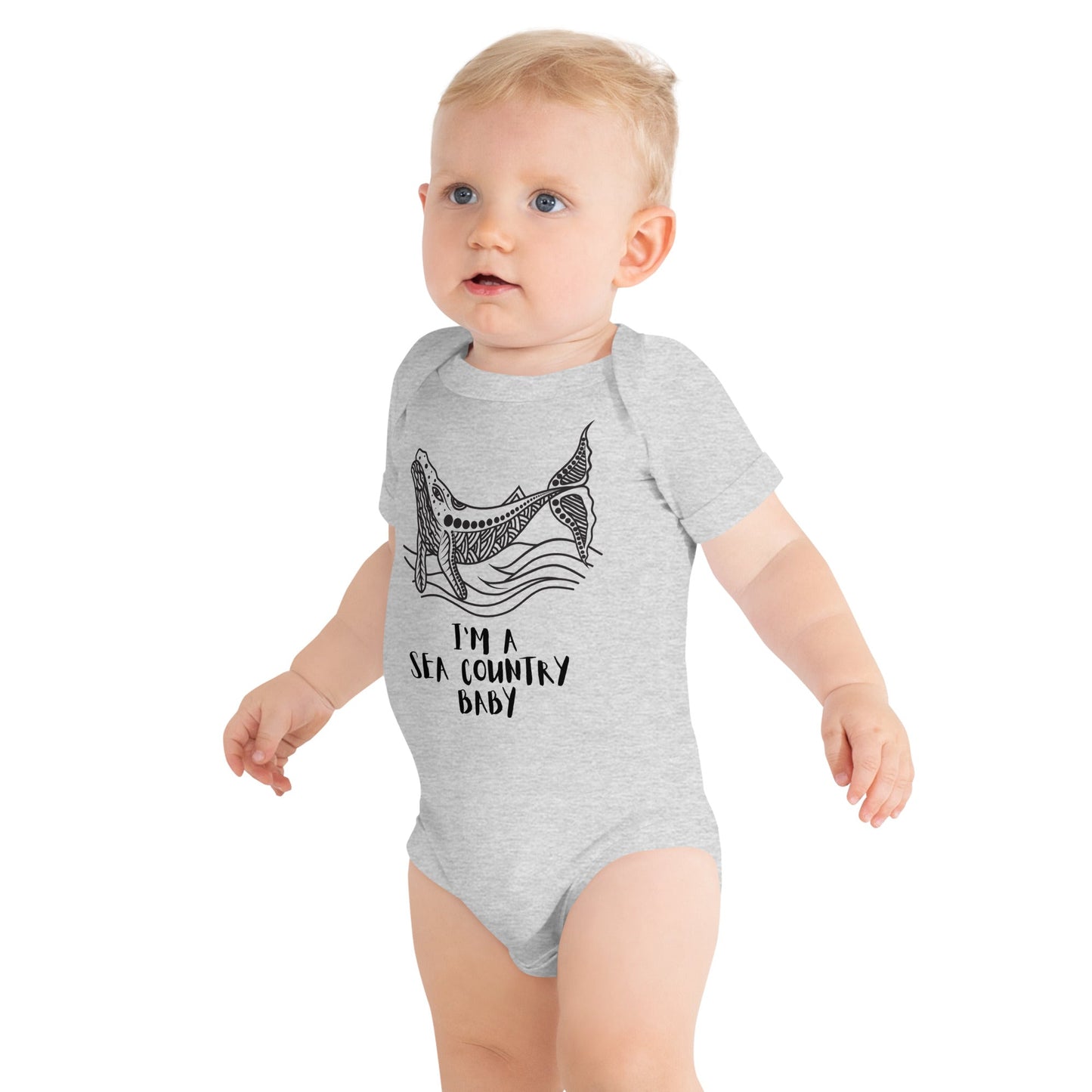 I'm A Sea Country Baby Short Sleeve One Piece - Aboriginal Art by LaniBabies and Kids