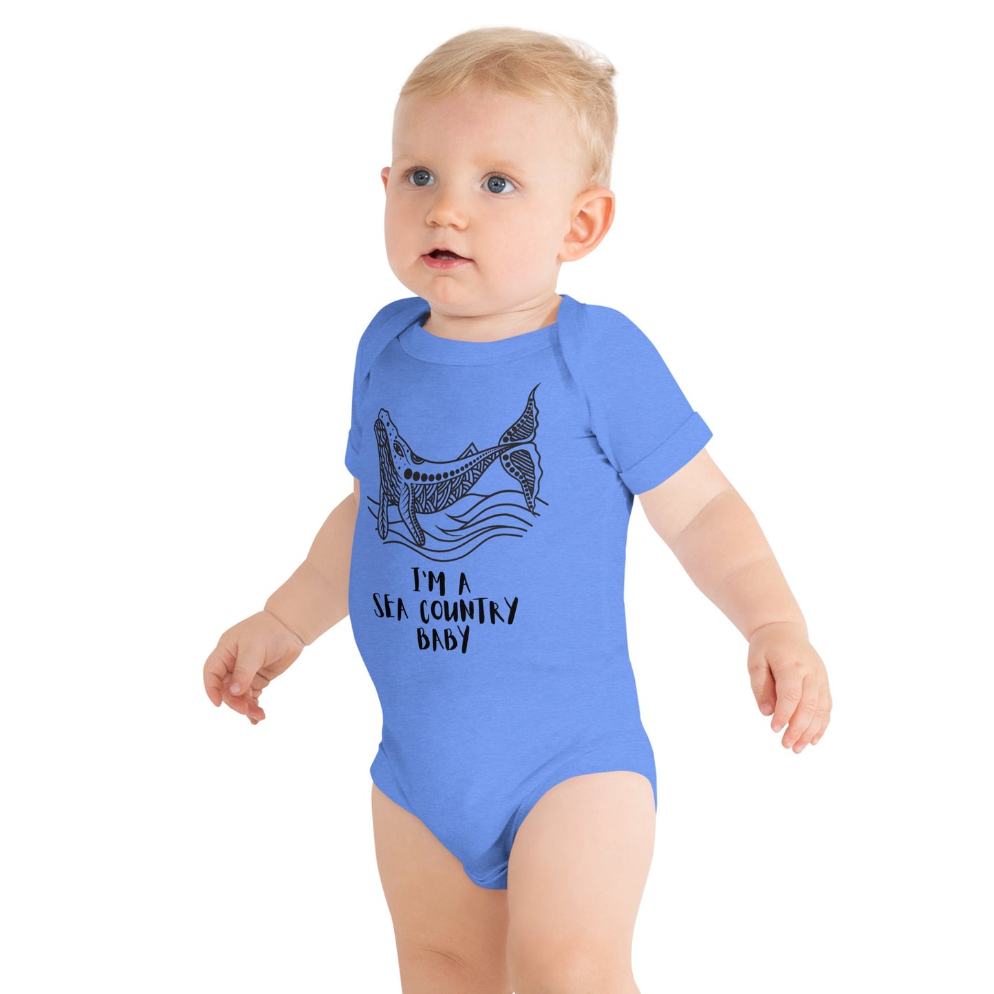 I'm A Sea Country Baby Short Sleeve One Piece - Aboriginal Art by LaniBabies and Kids