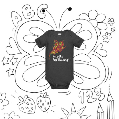 NAIDOC 2024 Keep The Fire Burning! Baby Short Sleeve One Piece - Aboriginal Art by LaniBabies and Kids