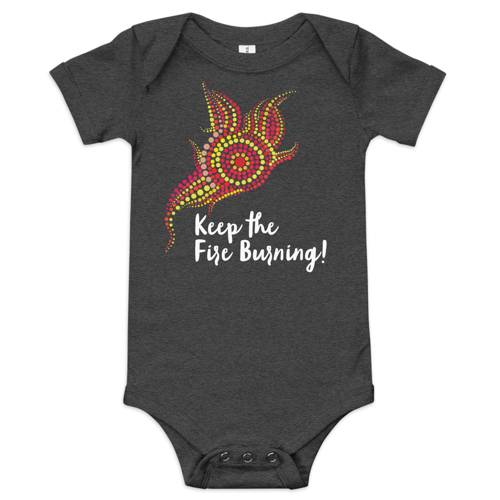 NAIDOC 2024 Keep The Fire Burning! Baby Short Sleeve One Piece - Aboriginal Art by LaniBabies and Kids