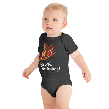 NAIDOC 2024 Keep The Fire Burning! Baby Short Sleeve One Piece - Aboriginal Art by LaniBabies and Kids