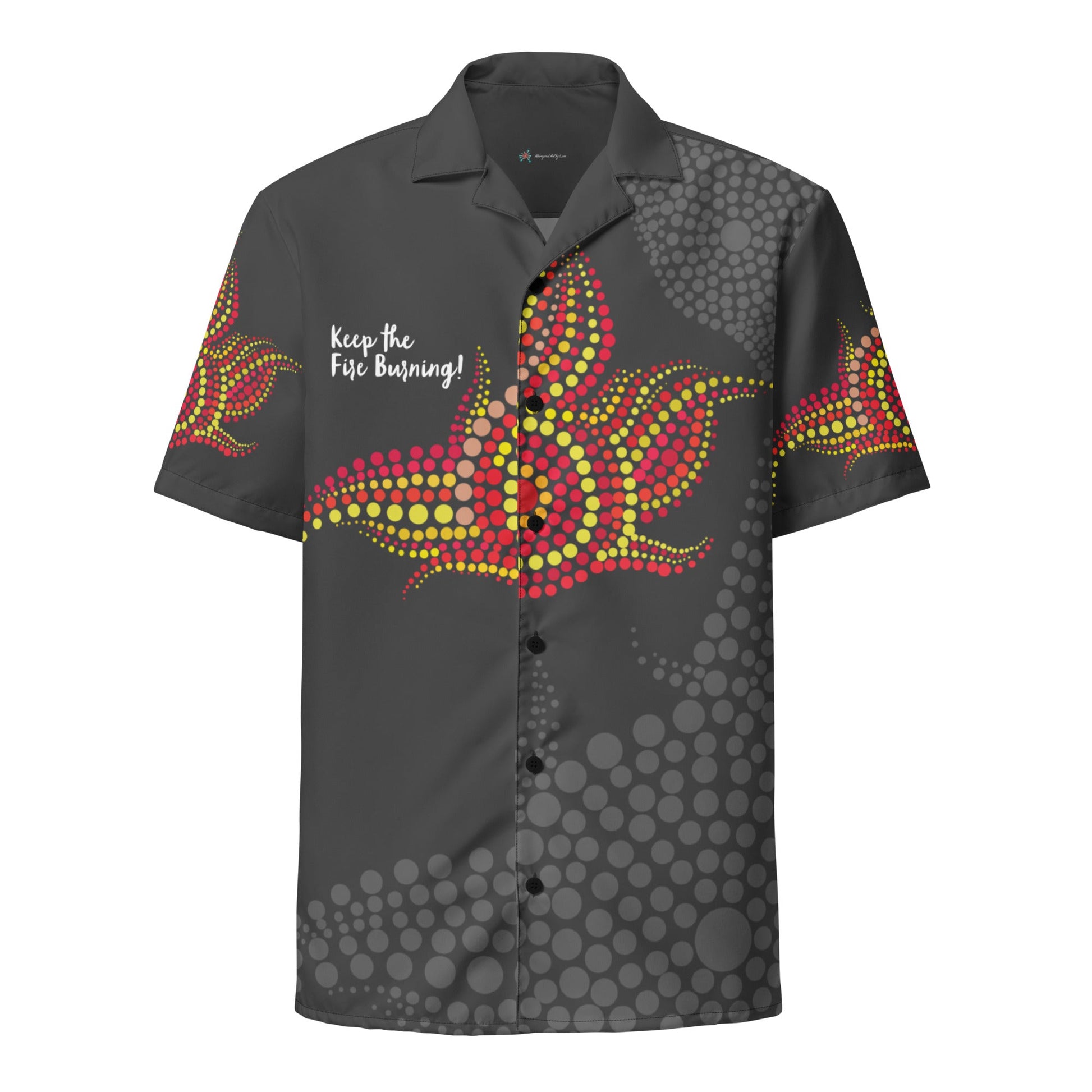 NAIDOC 2024 Keep The Fire Burning Men's Button Shirt - Aboriginal Art by LaniMen's Shirts