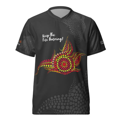 NAIDOC 2024 Keep The Fire Burning! Mens Sports Jersey - Aboriginal Art by LaniMen's Shirts