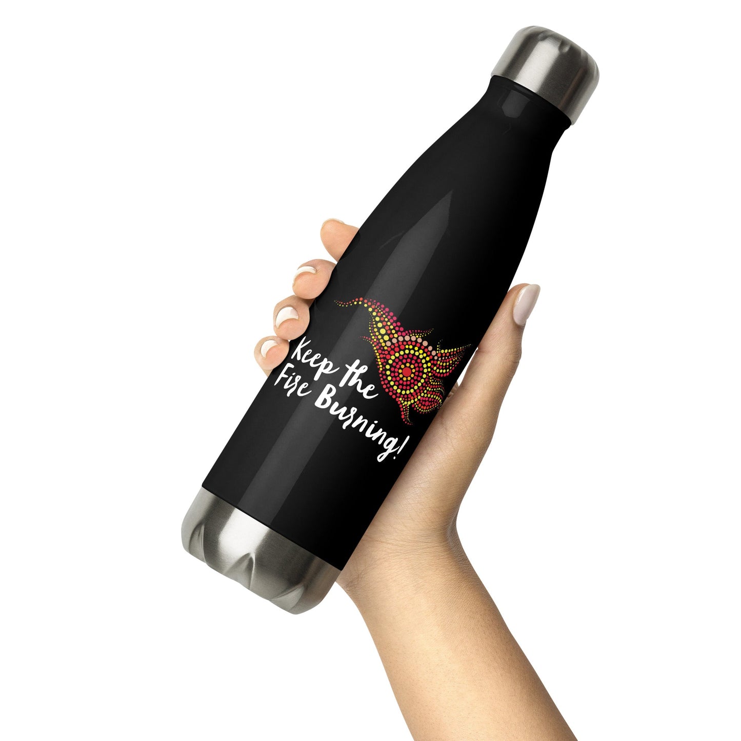 NAIDOC 2024 Keep the Fire Burning! Stainless Steel Water Bottle - Aboriginal Art by LaniCups and Mugs