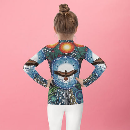 Walu - ma - rra Kids Rash Guard - Aboriginal Art by Lani