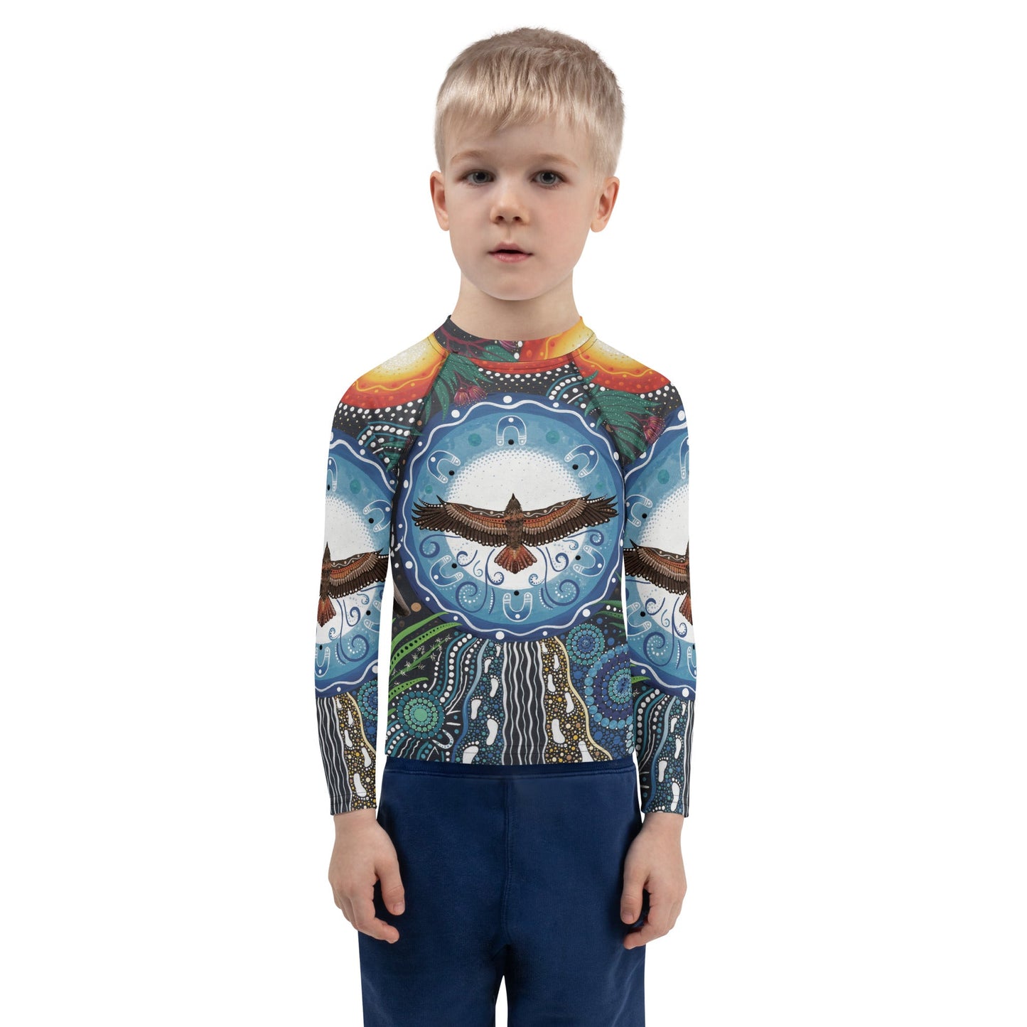 Walu - ma - rra Kids Rash Guard - Aboriginal Art by Lani