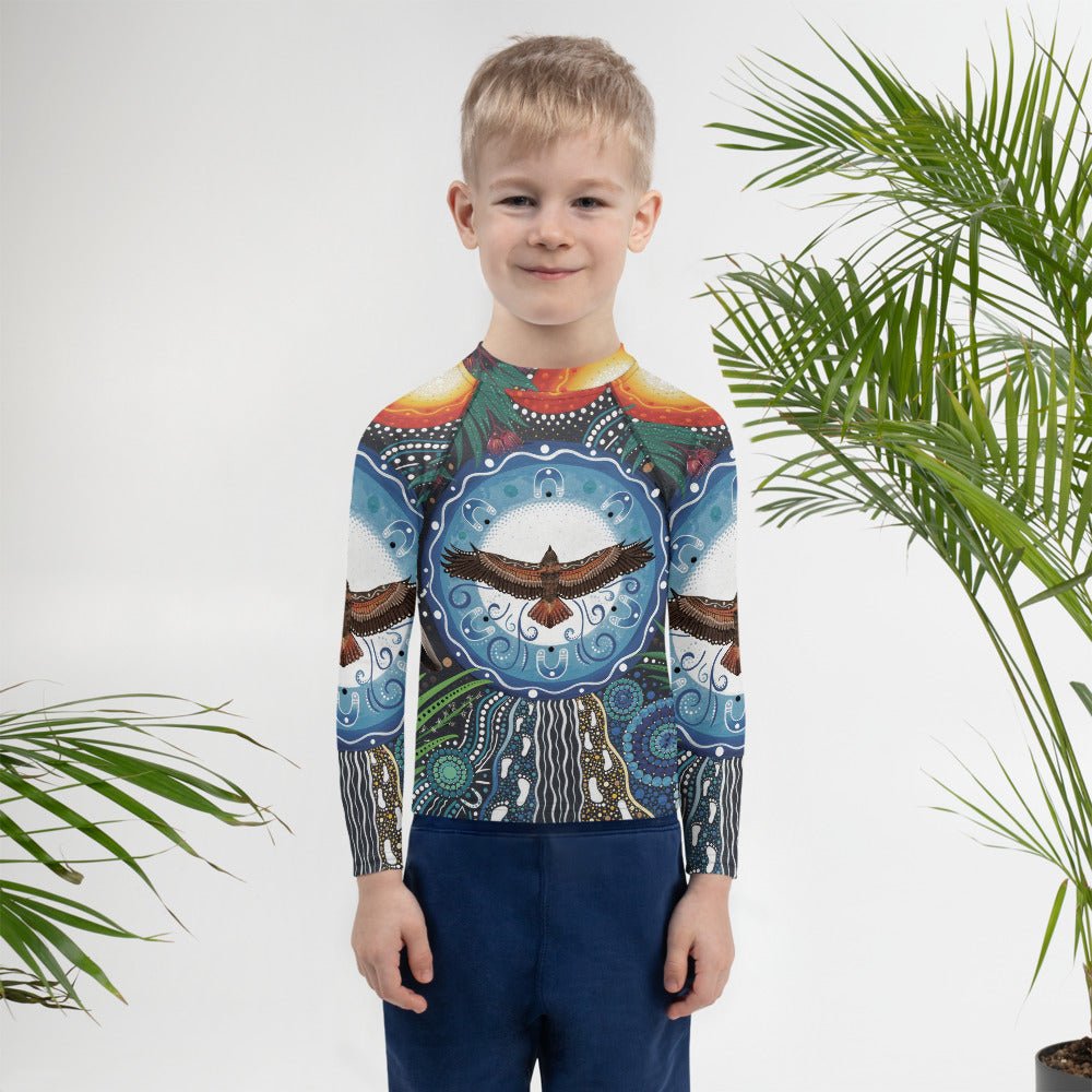 Walu - ma - rra Kids Rash Guard - Aboriginal Art by Lani