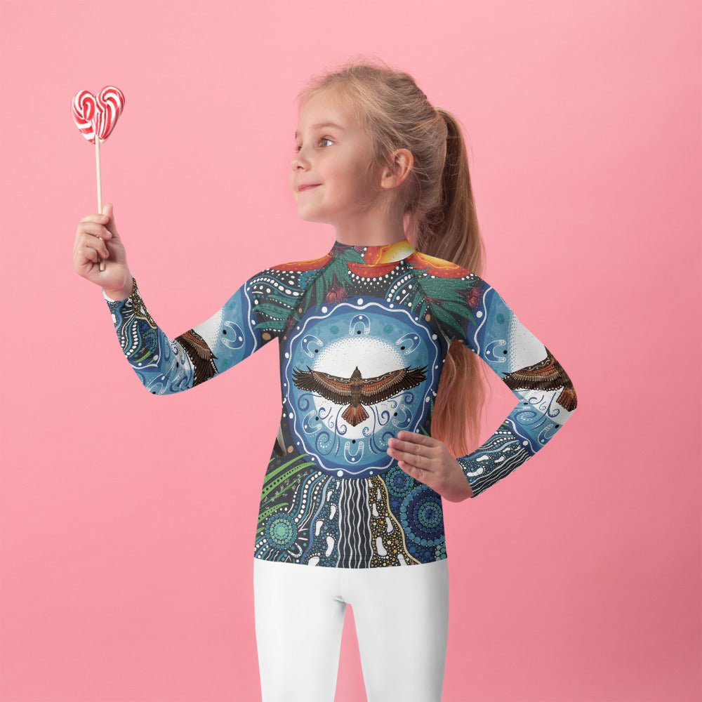 Walu - ma - rra Kids Rash Guard - Aboriginal Art by Lani