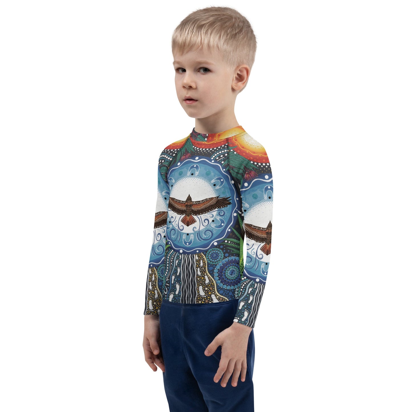 Walu - ma - rra Kids Rash Guard - Aboriginal Art by Lani