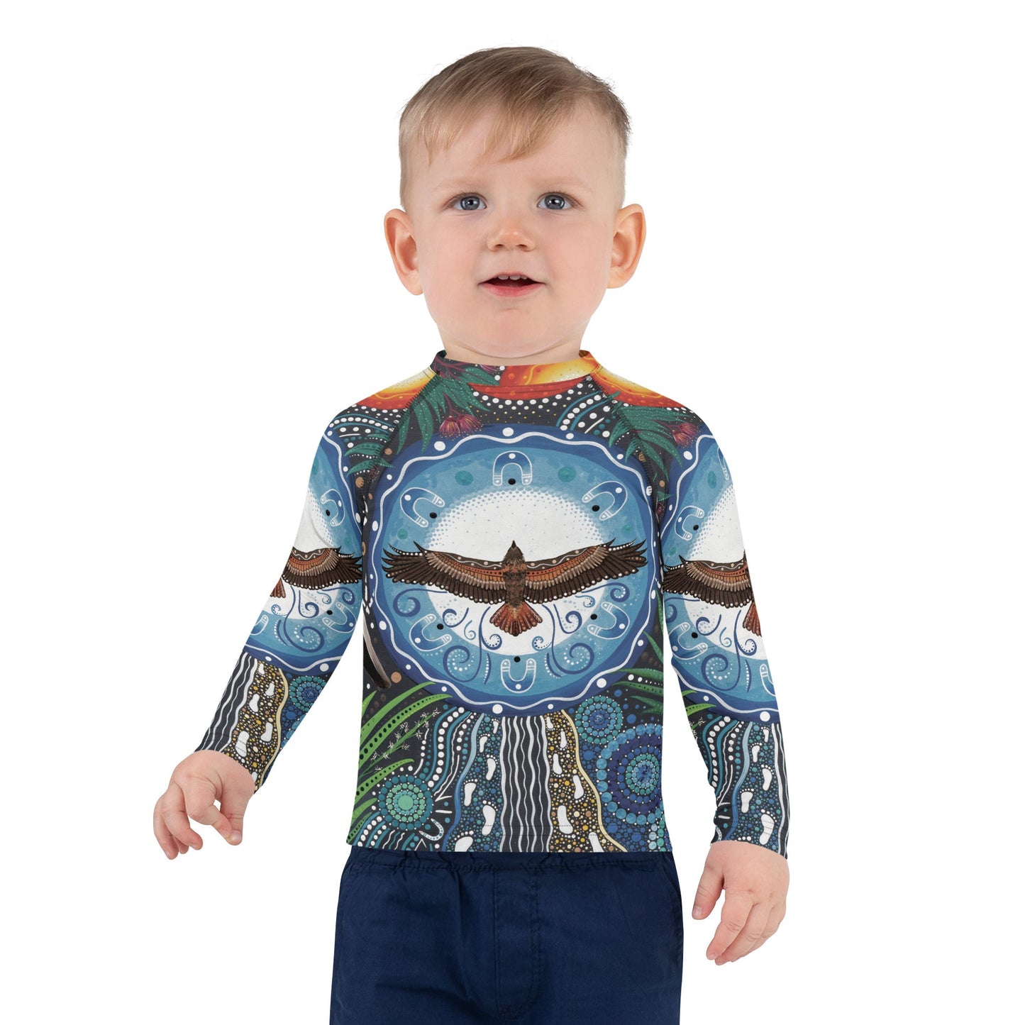 Walu - ma - rra Kids Rash Guard - Aboriginal Art by Lani