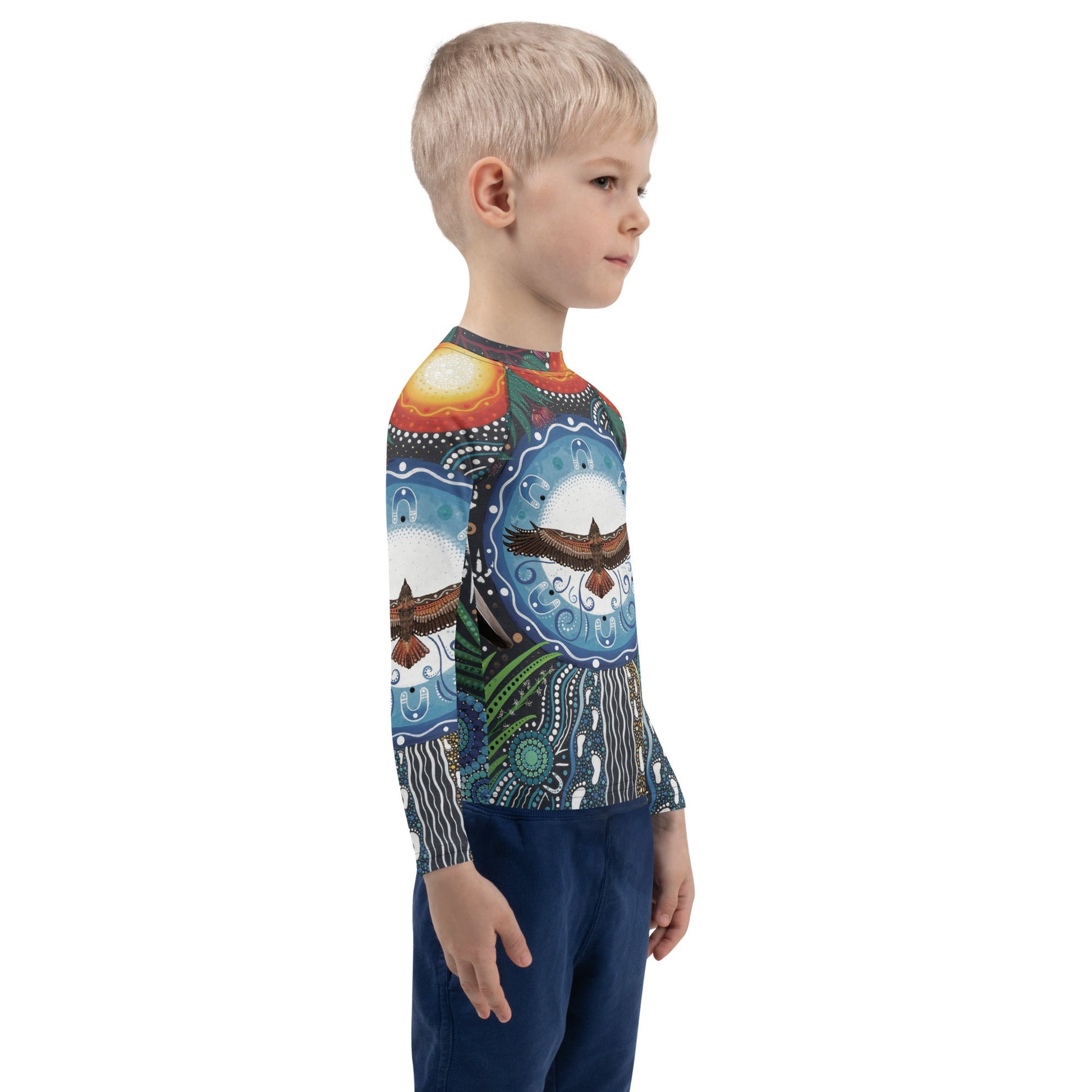 Walu - ma - rra Kids Rash Guard - Aboriginal Art by Lani