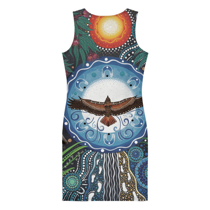 Walu - ma - rra Slim Fit Dress - Aboriginal Art by Lani