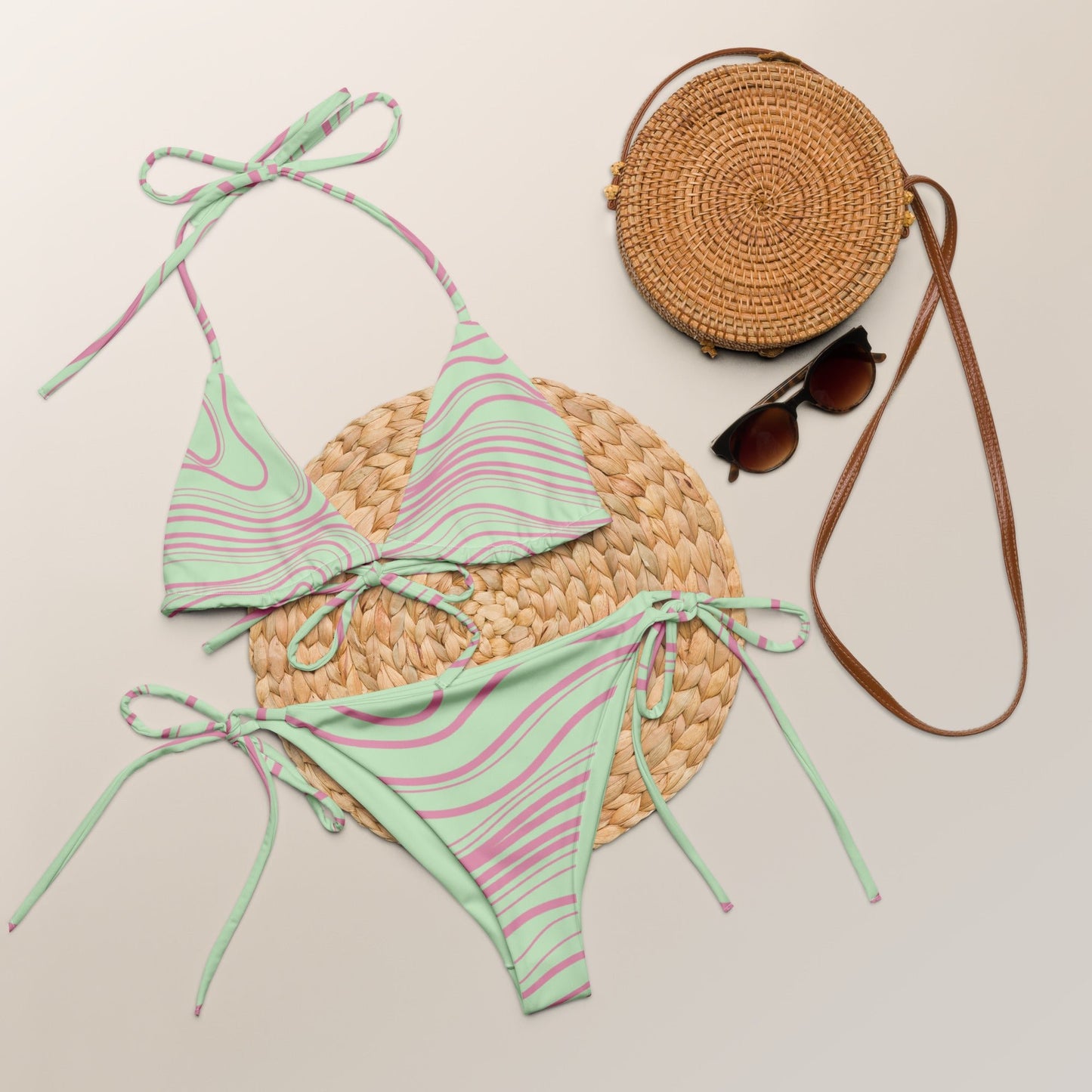 Waves of Water, Currents of Life Bikini Set - Light Green - Aboriginal Art by LaniBikini