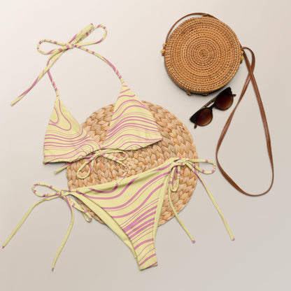 Waves of Water, Currents of Life Bikini Set - Light Yellow - Aboriginal Art by Lani